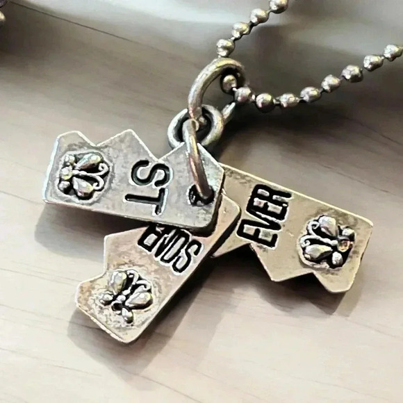 Silver Tone Charm Charm Ball Bead Necklace - Picture 1 of 2